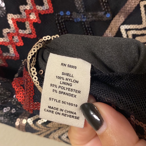 Chelsea & Violet Black Mini Skirt with Red Silver & Gold Sequin - Picture 8 of 8